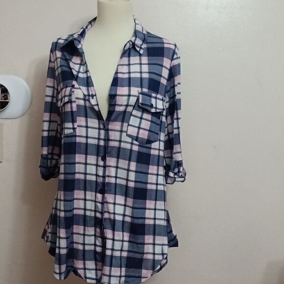Paper + Lee Juniors Plaid Button Down Shirt sz XL - Picture 1 of 4